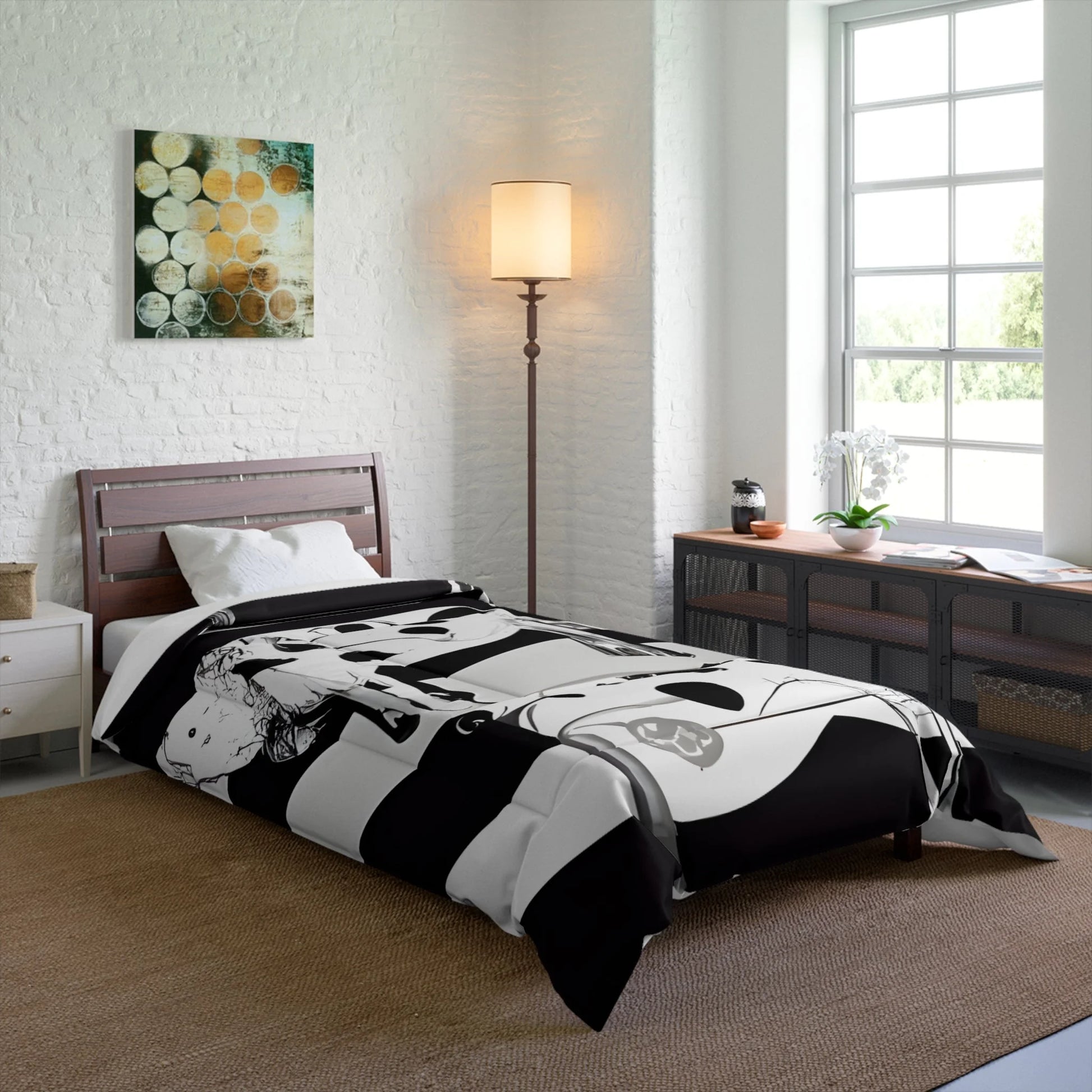 Black and White Striped Cow Print Comforter, Artsulli - Art is Long, Life is Short, Home Decor, , , , , , , 