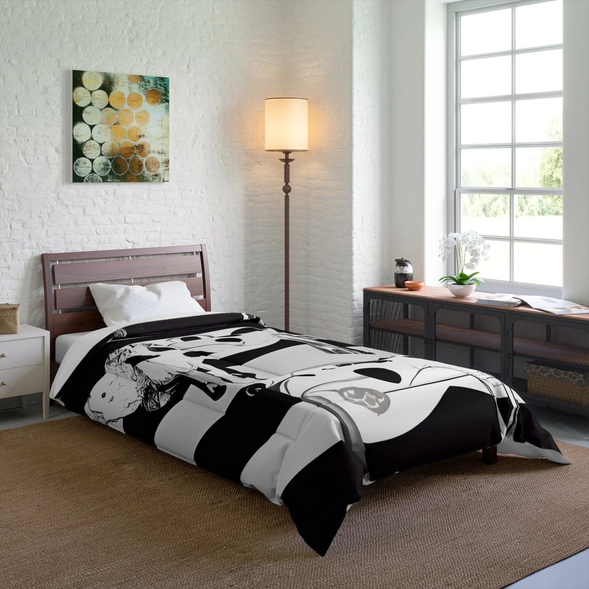 Black and White Striped Cow Print Comforter, Artsulli - Art is Long, Life is Short, Home Decor, , , , , , , 