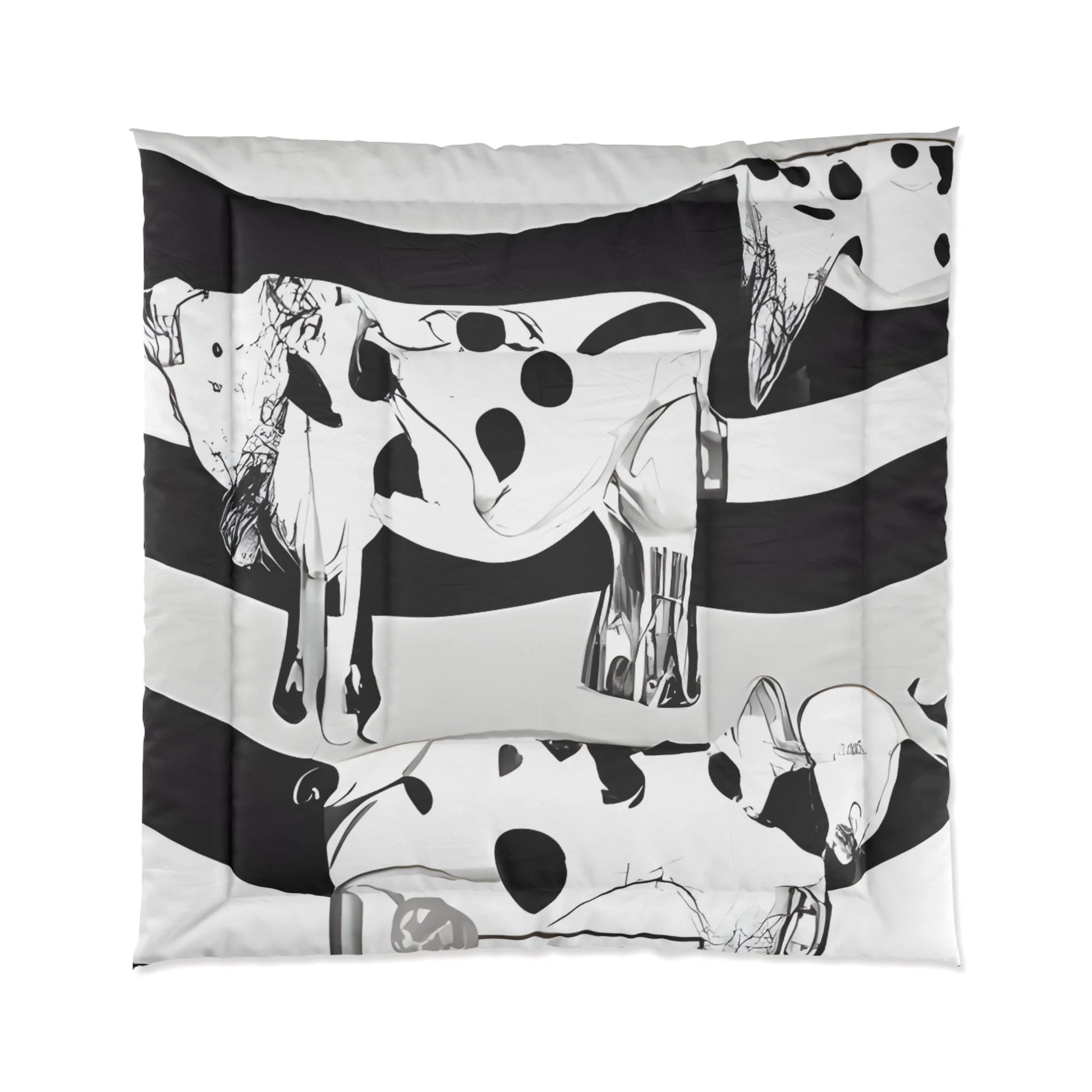Black and White Striped Cow Print Comforter, Artsulli - Art is Long, Life is Short, Home Decor, Size, 88" × 88", , , , , 36622311659810