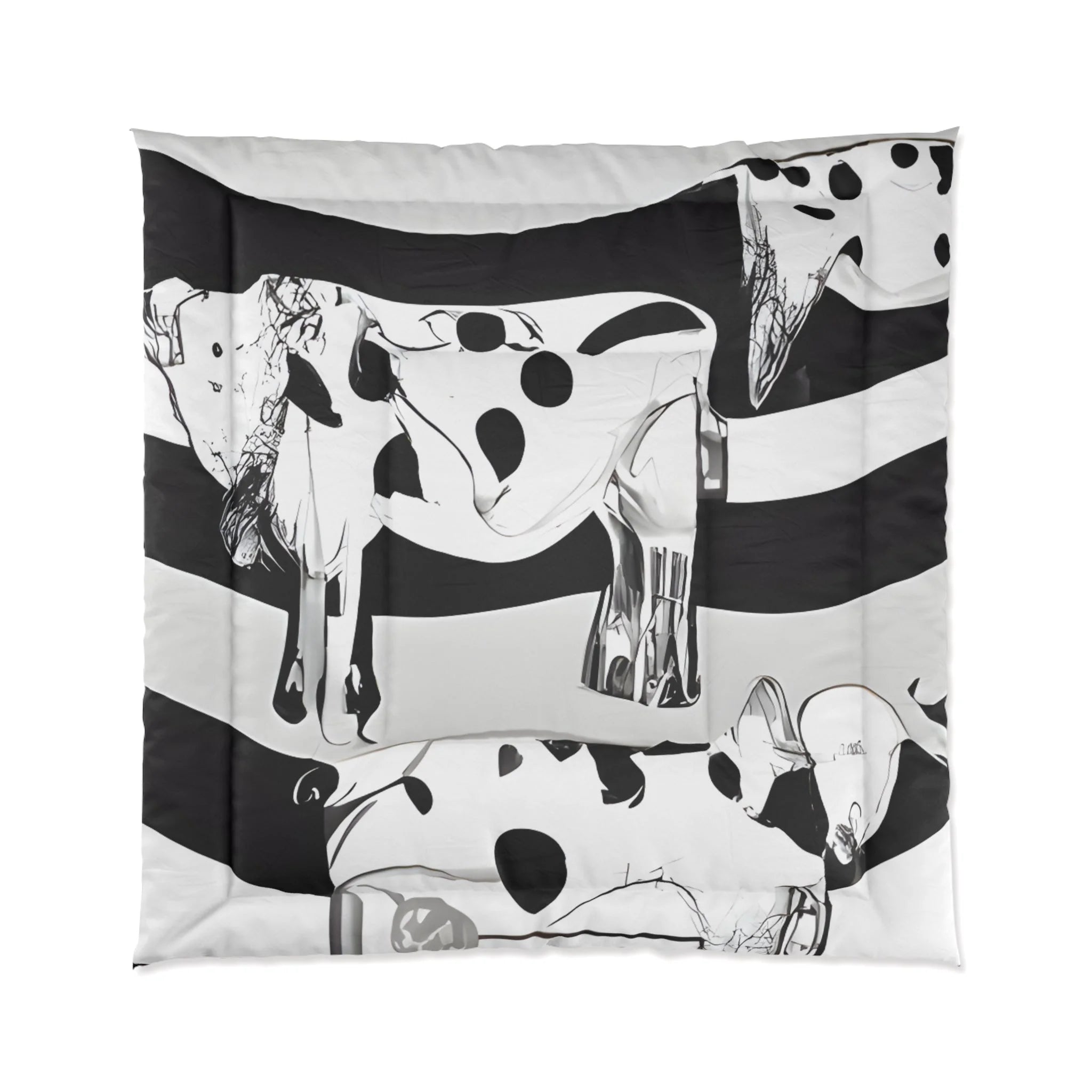 Black and White Striped Cow Print Comforter, Artsulli - Art is Long, Life is Short, Home Decor, Size, 88" × 88", , , , , 36622311659810