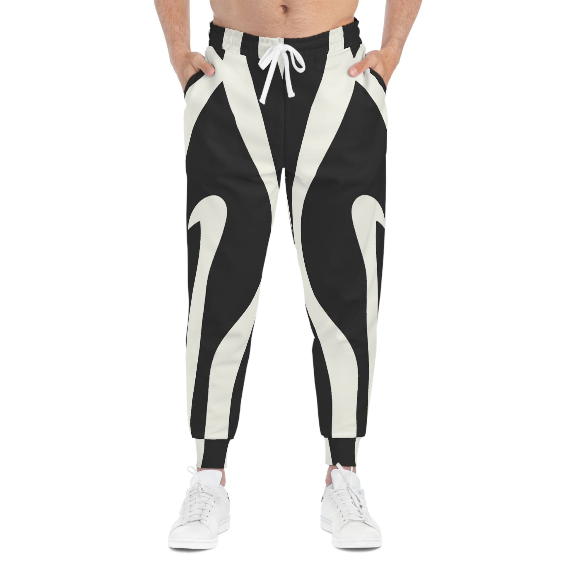 Printify Black and White Striped Joggers 2025