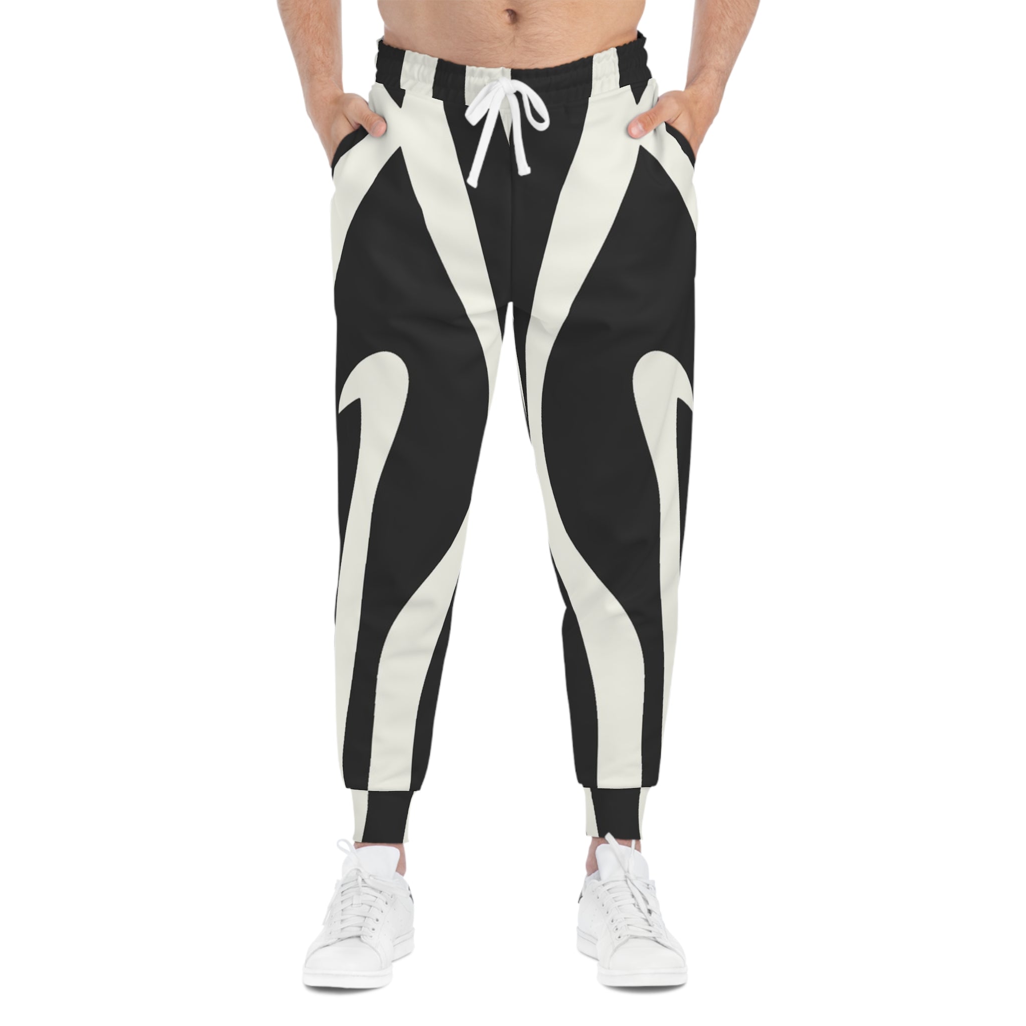 Printify Black and White Striped Joggers 2025