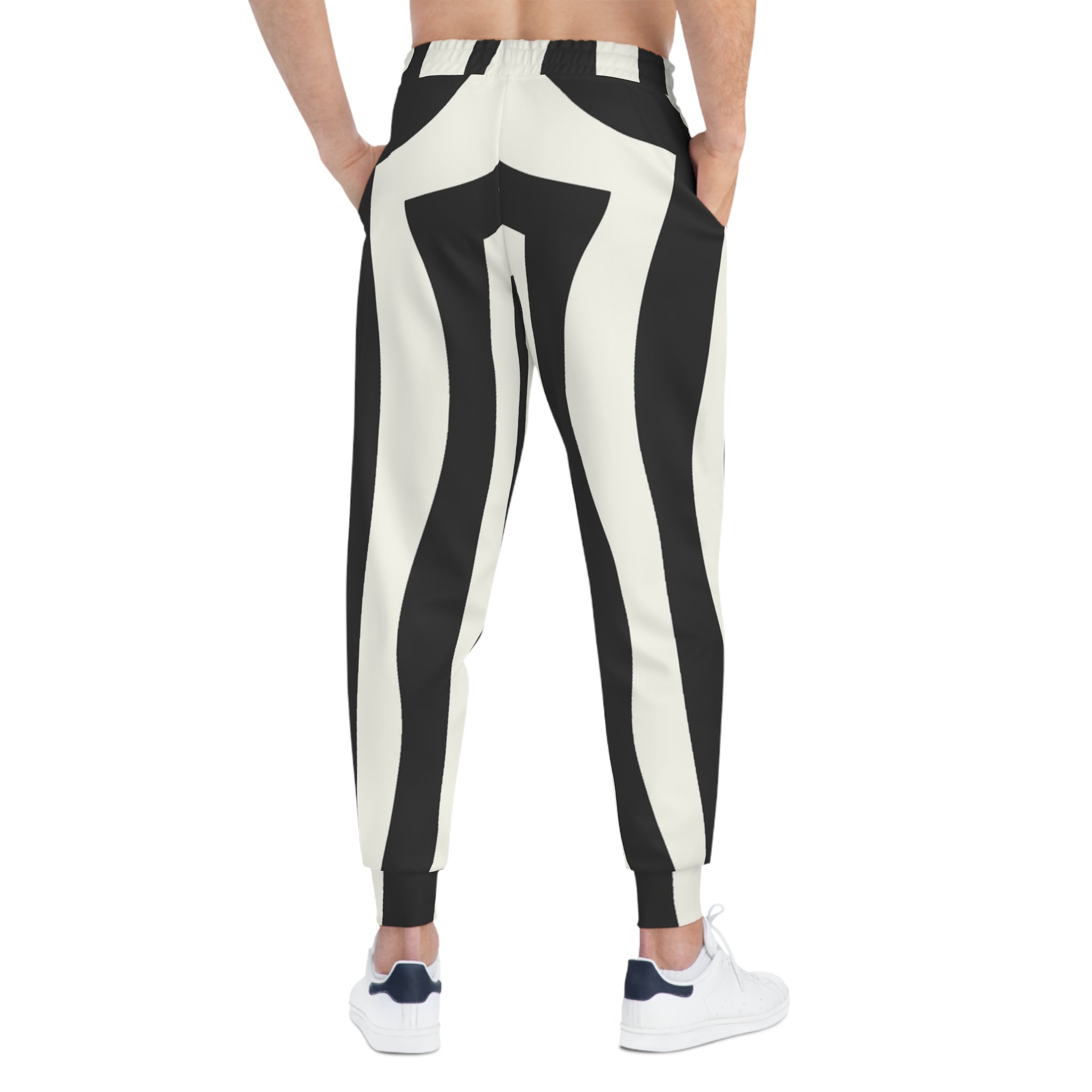 Printify Black and White Striped Joggers 2025
