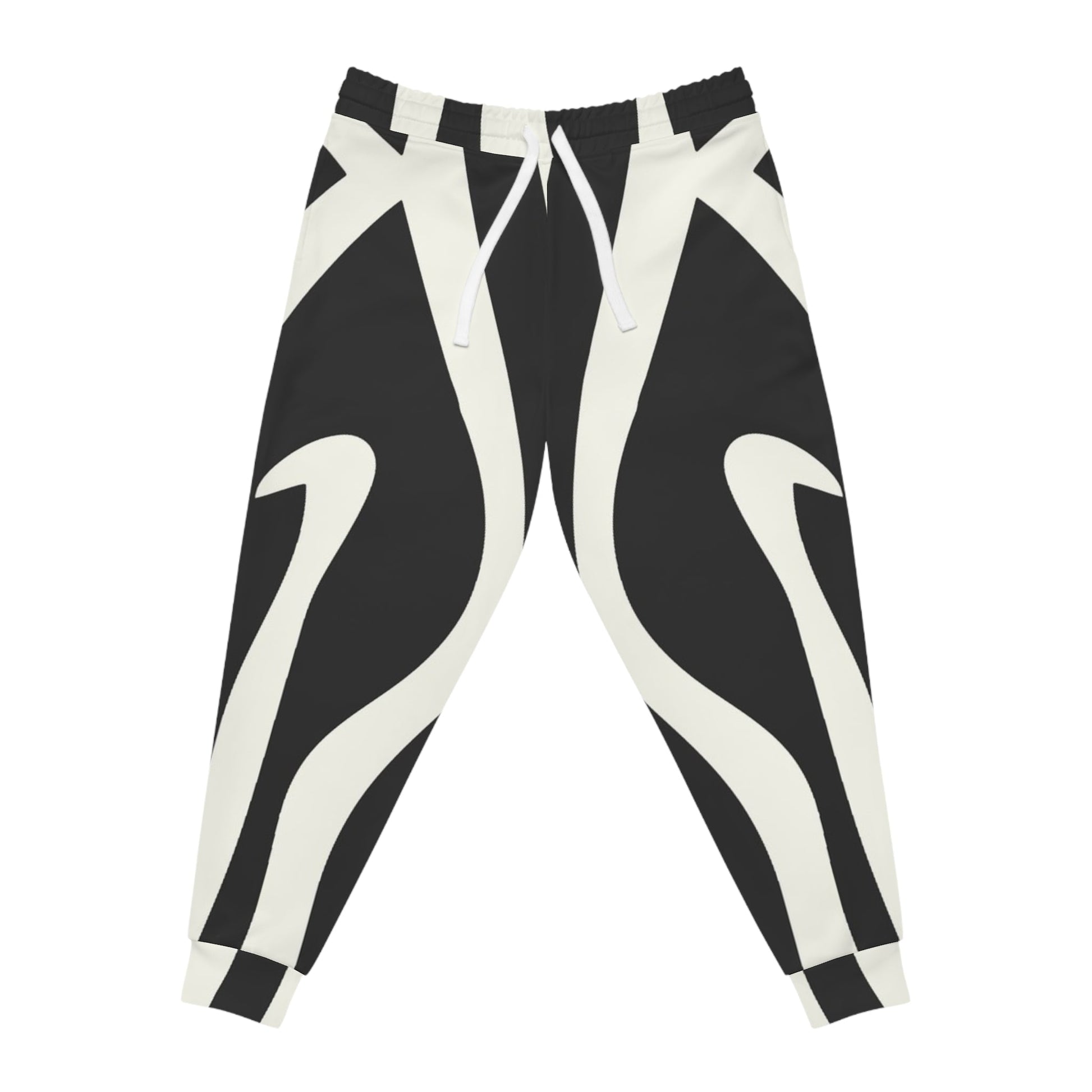 Printify Black and White Striped Joggers 2025
