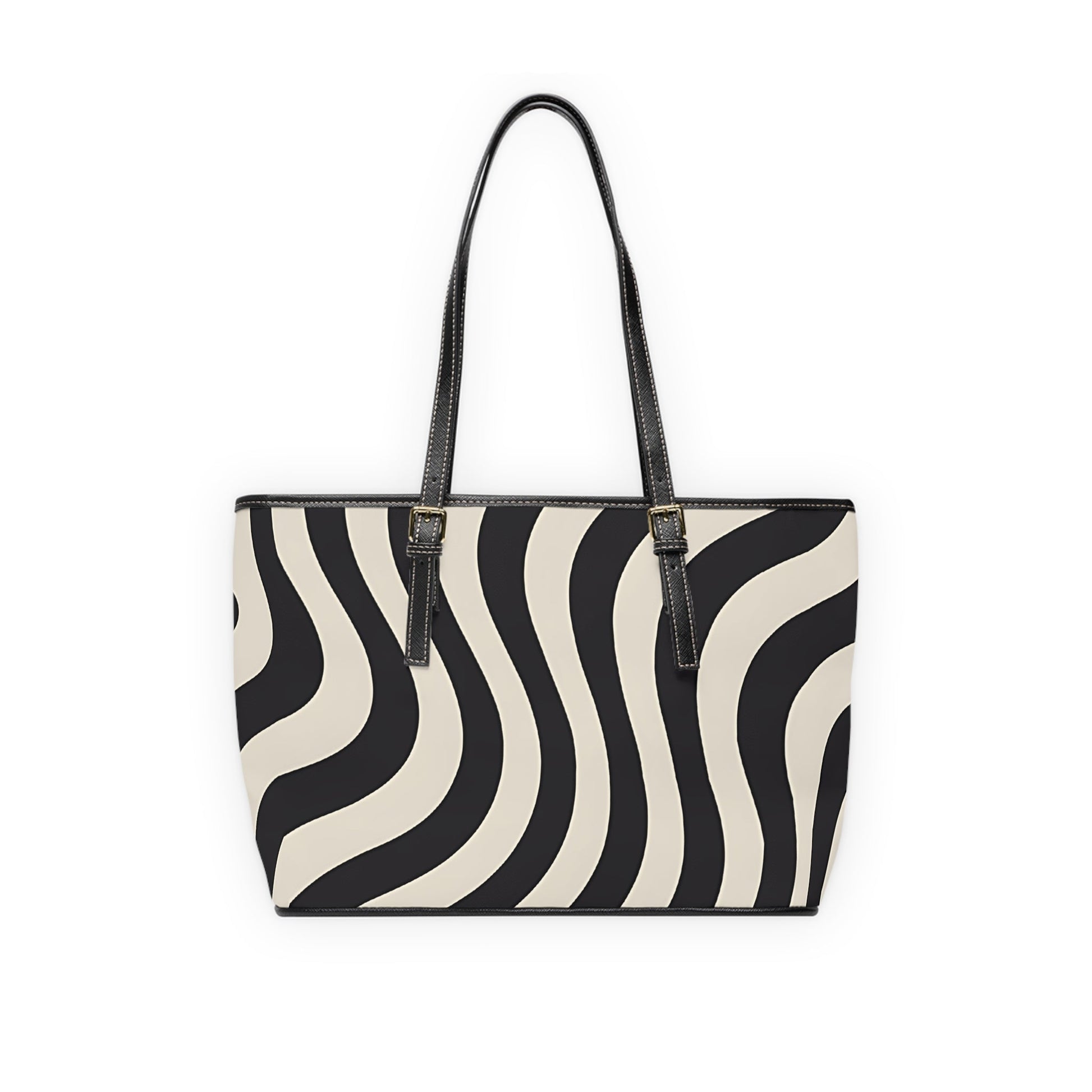 Printify Black and White Wavy Stripe Shoulder Bag 2025