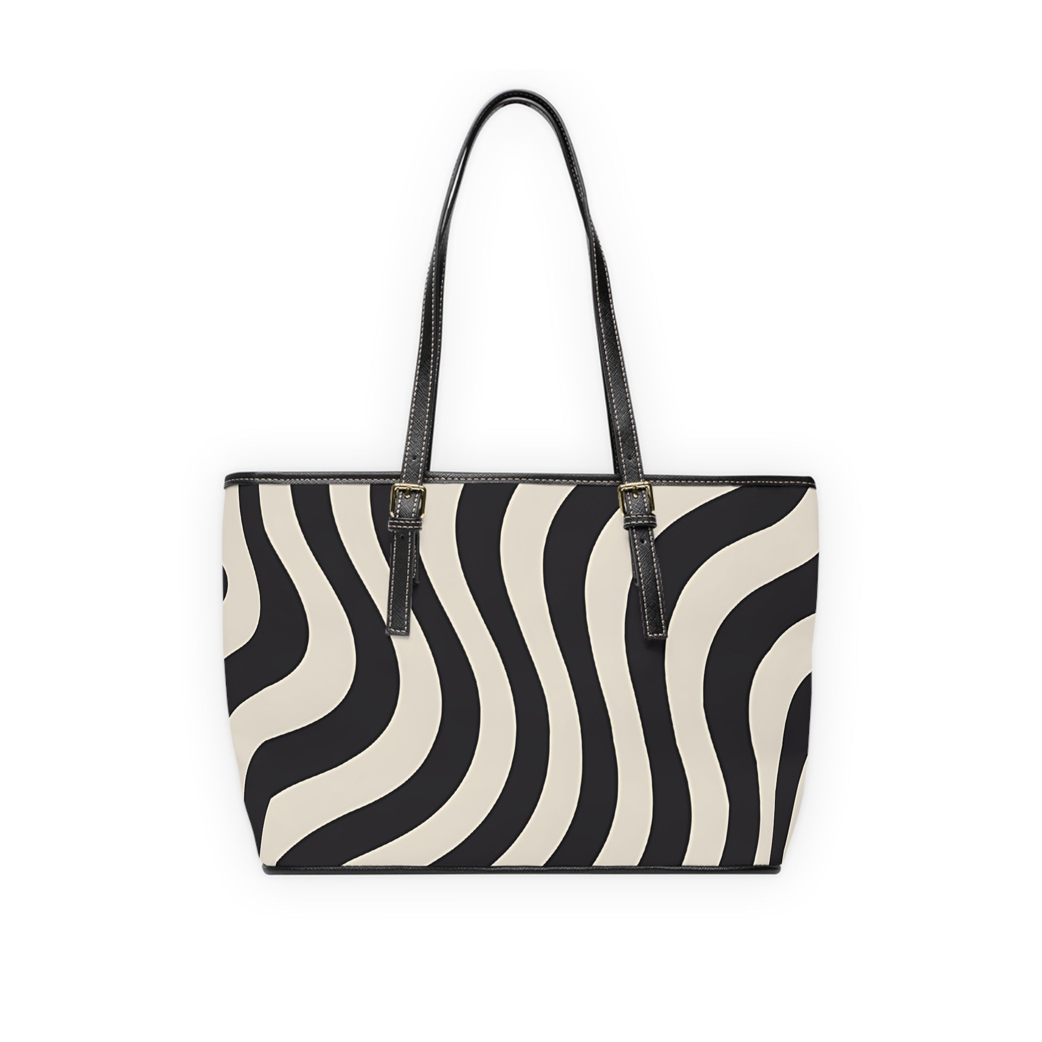 Printify Black and White Wavy Stripe Shoulder Bag 2025