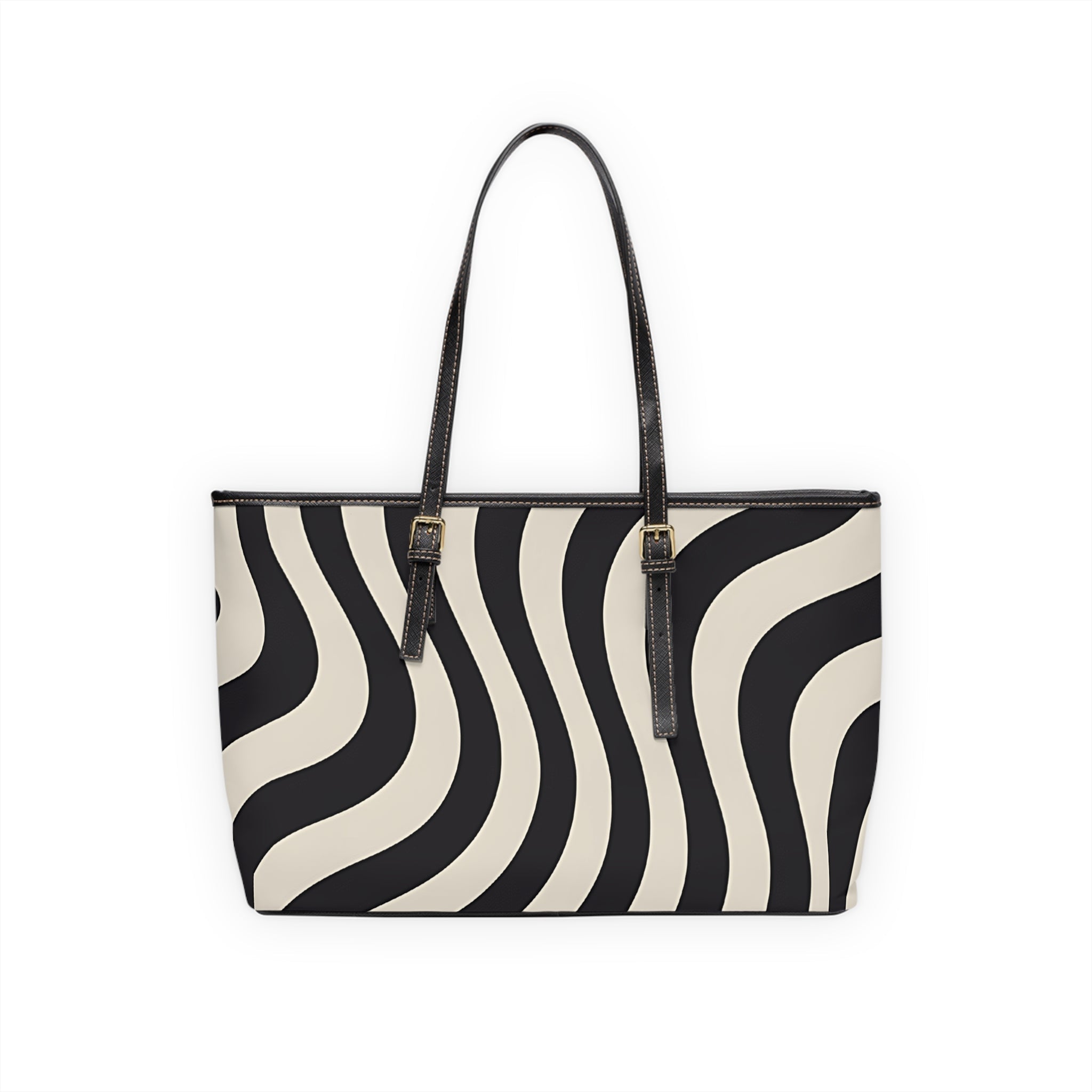 Printify Black and White Wavy Stripe Shoulder Bag 2025