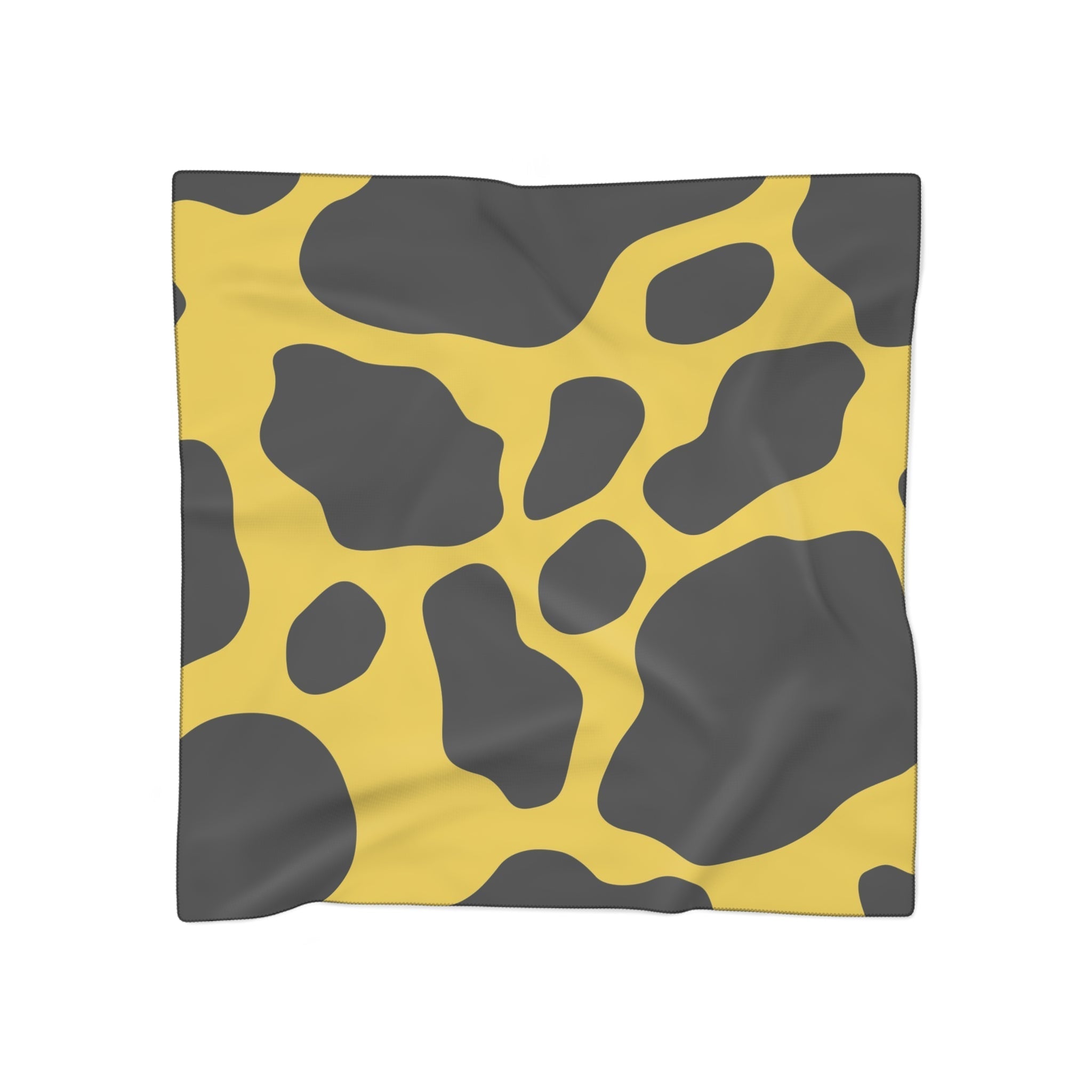Black and Yellow Cow Print Sheer Scarf, Artsulli - Art is Long, Life is Short, Accessories, Color, Poly chiffon, Size, 25" × 25", , , 32250553391666873457
