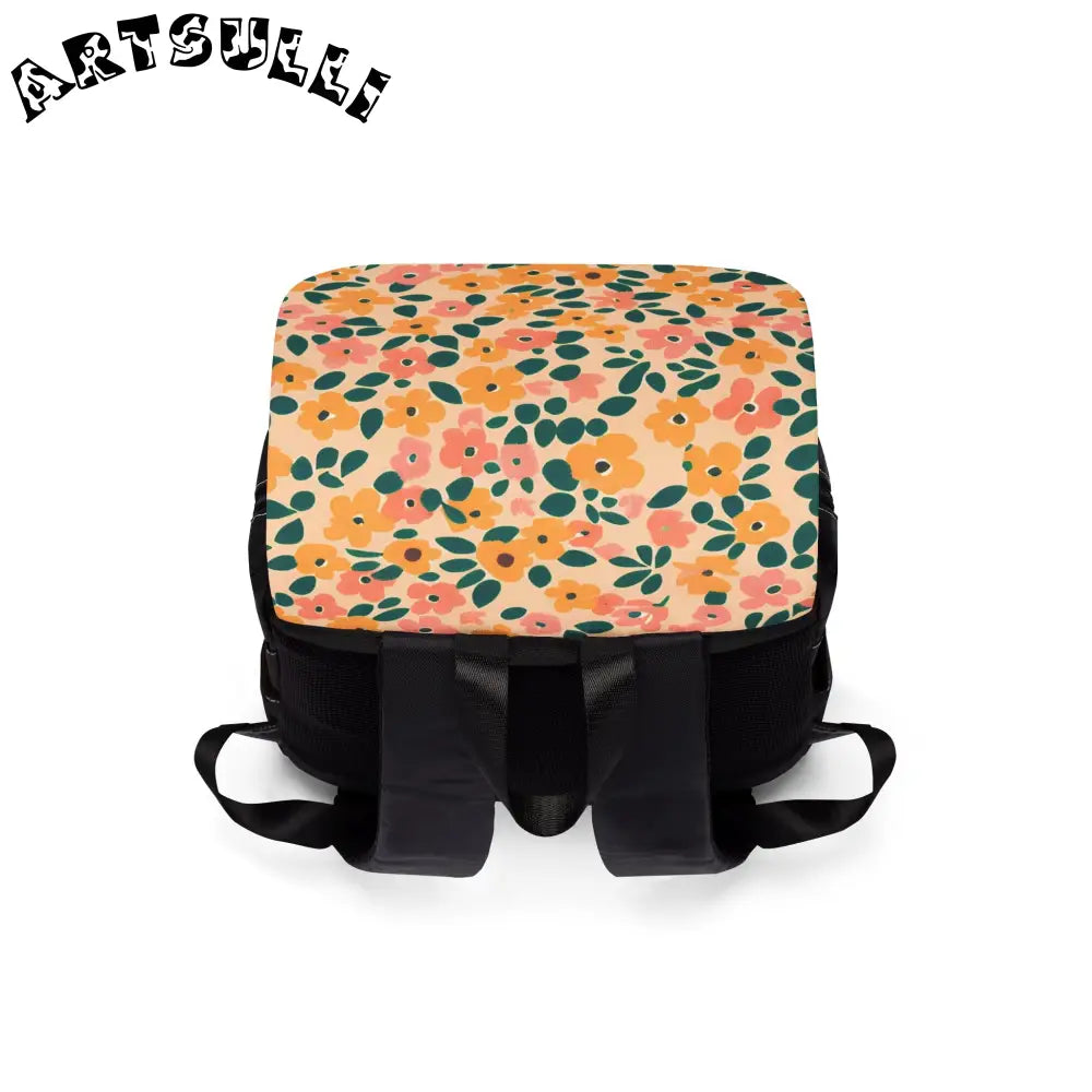 Black Backpack with Floral Flap, Artsulli - Art is Long, Life is Short, Bags, , , , , , , 