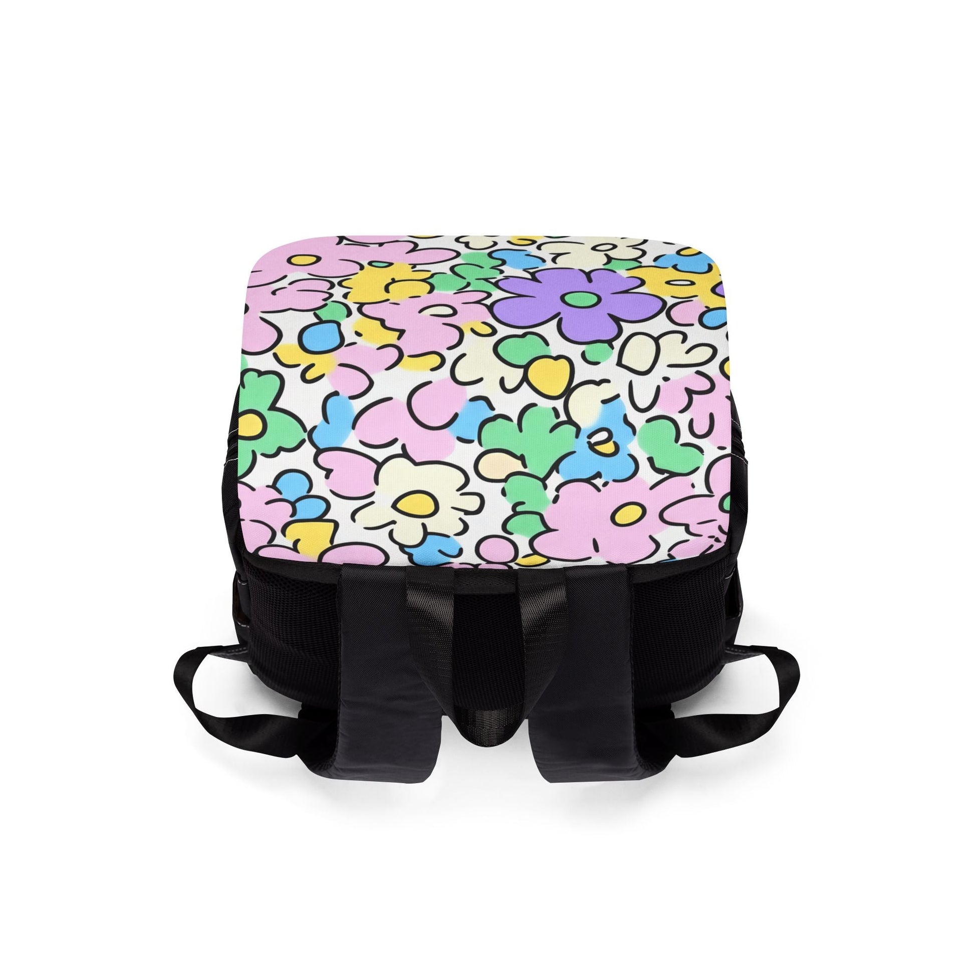 Black Backpack with Floral Print Flap, Artsulli - Art is Long, Life is Short, Bags, , , , , , , 
