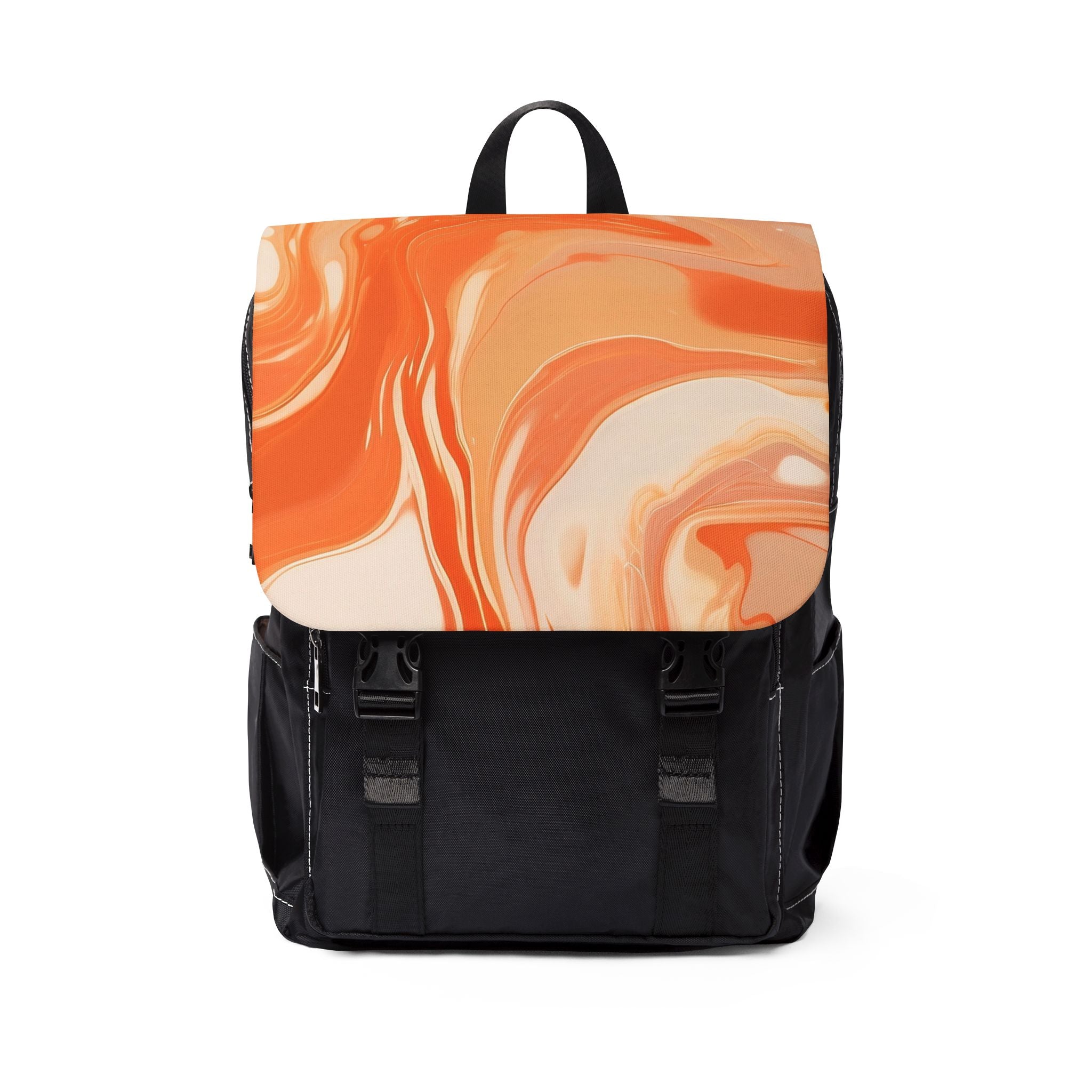 Black Backpack with Marbled Flap, Artsulli - Art is Long, Life is Short, Bags, Size, One size, , , , , 13531212952886509123