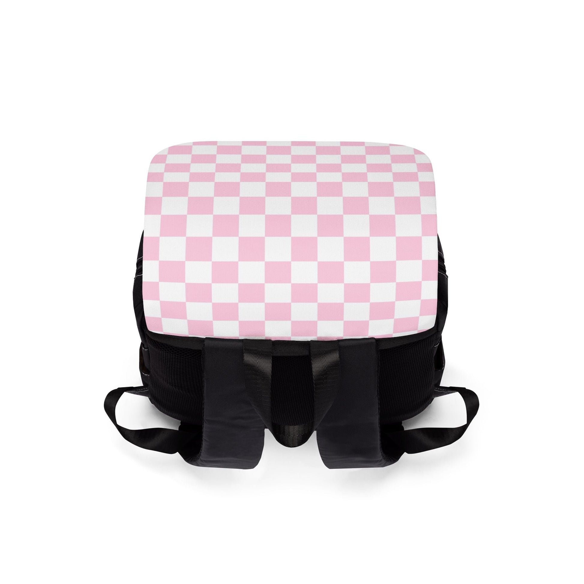 Black Backpack with Pink Checkered Flap, Artsulli - Art is Long, Life is Short, Bags, , , , , , , 