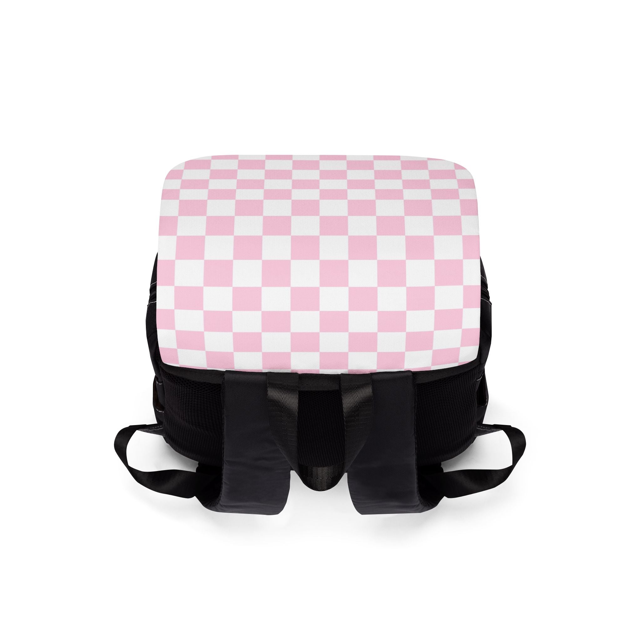 Black Backpack with Pink Checkered Flap, Artsulli - Art is Long, Life is Short, Bags, , , , , , , 
