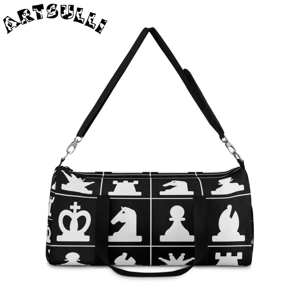 JAKKOUTTHEBXX Black Chess Pattern Duffel Bag 2025