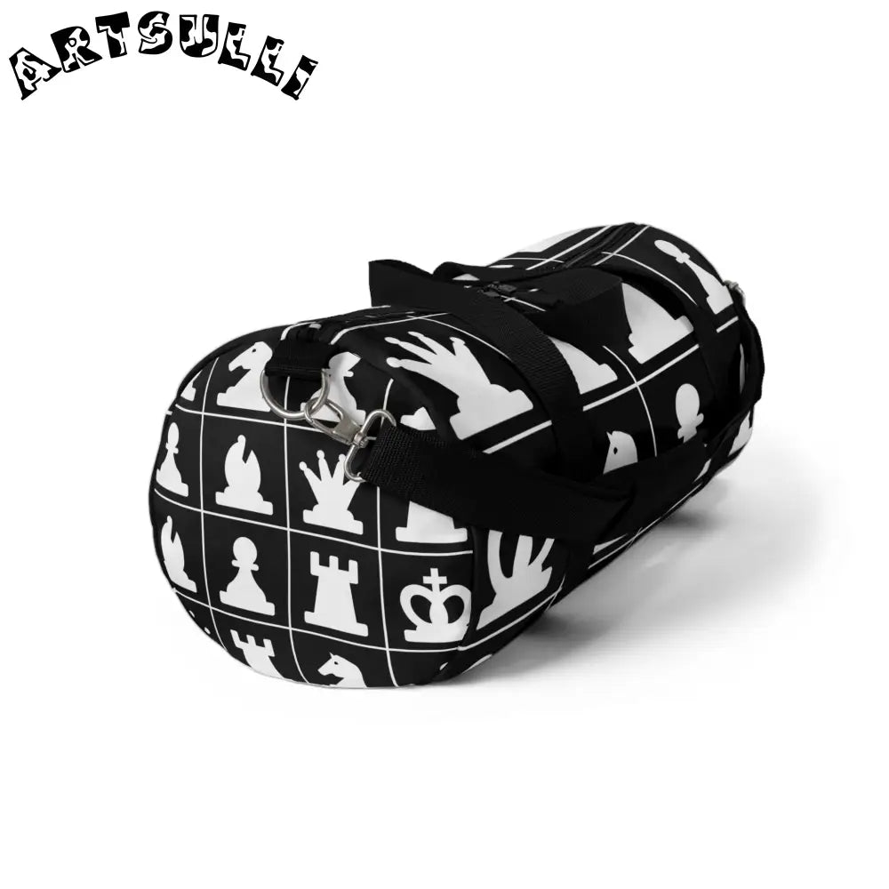 JAKKOUTTHEBXX Black Chess Pattern Duffel Bag 2025