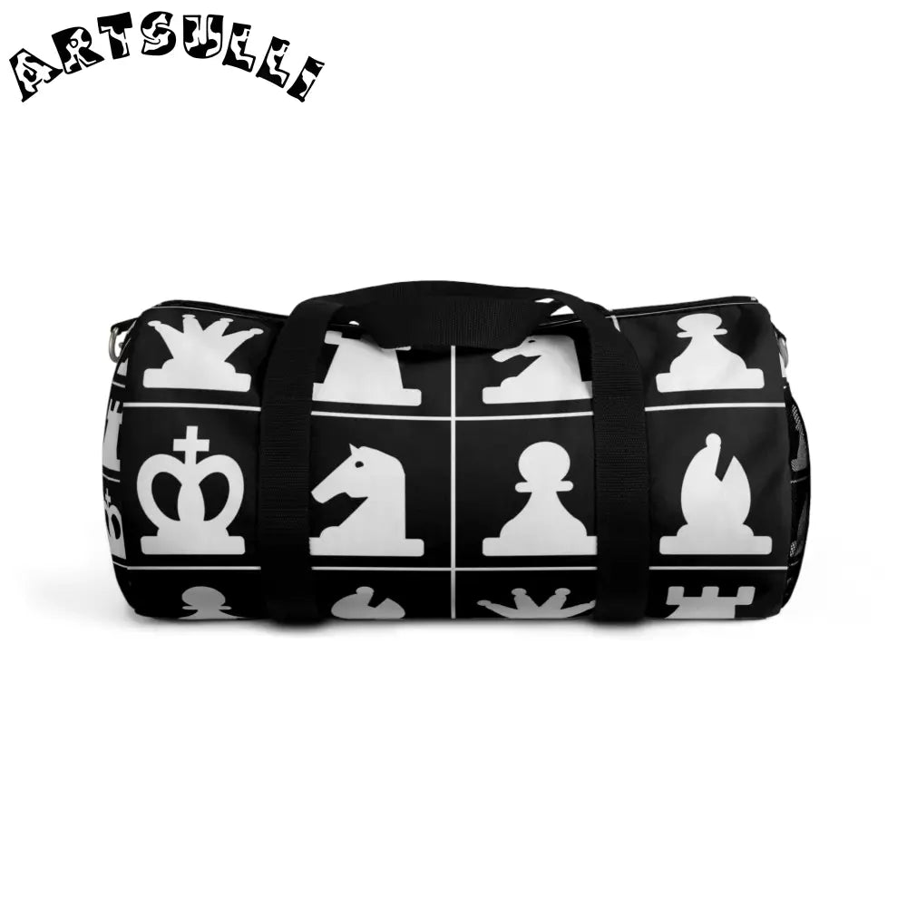 JAKKOUTTHEBXX Black Chess Pattern Duffel Bag 2025