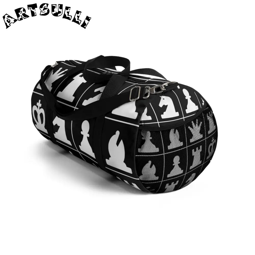 JAKKOUTTHEBXX Black Chess Pattern Duffel Bag 2025
