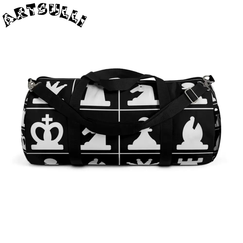 JAKKOUTTHEBXX Black Chess Pattern Duffel Bag 2025