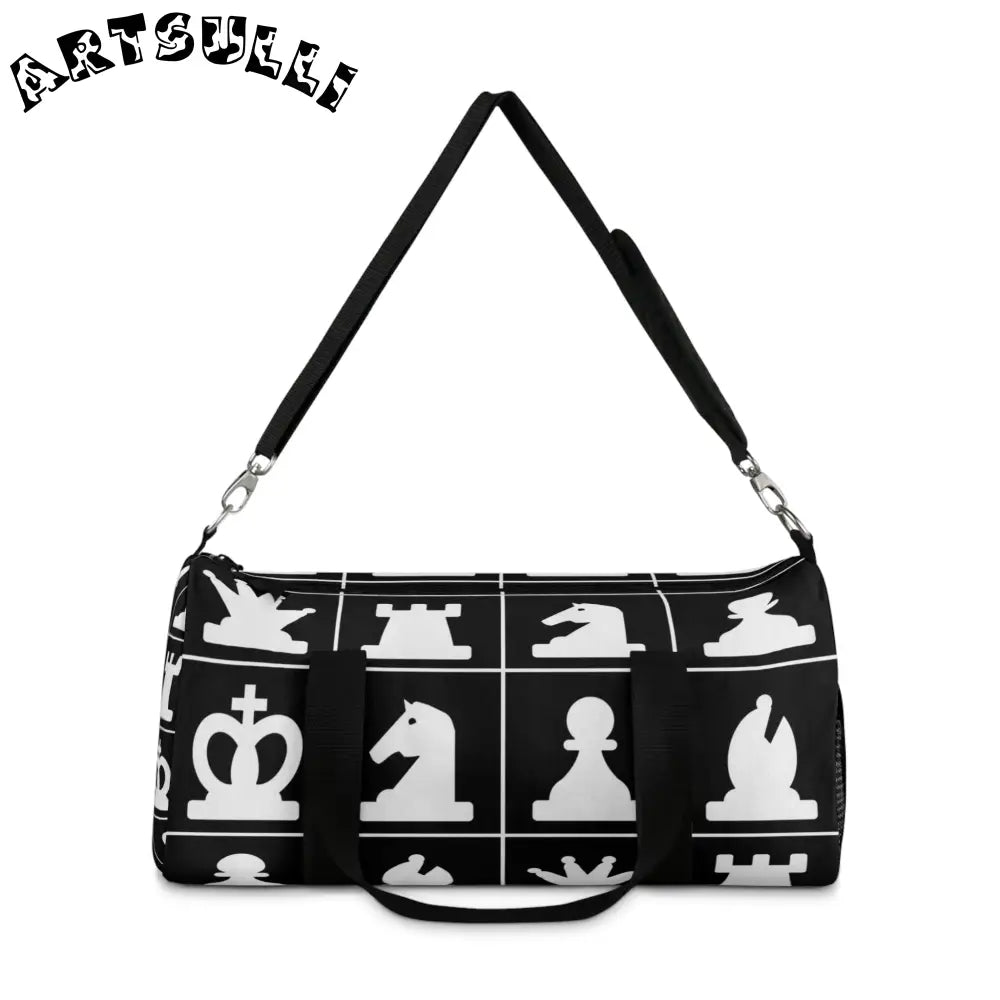 JAKKOUTTHEBXX Black Chess Pattern Duffel Bag 2025
