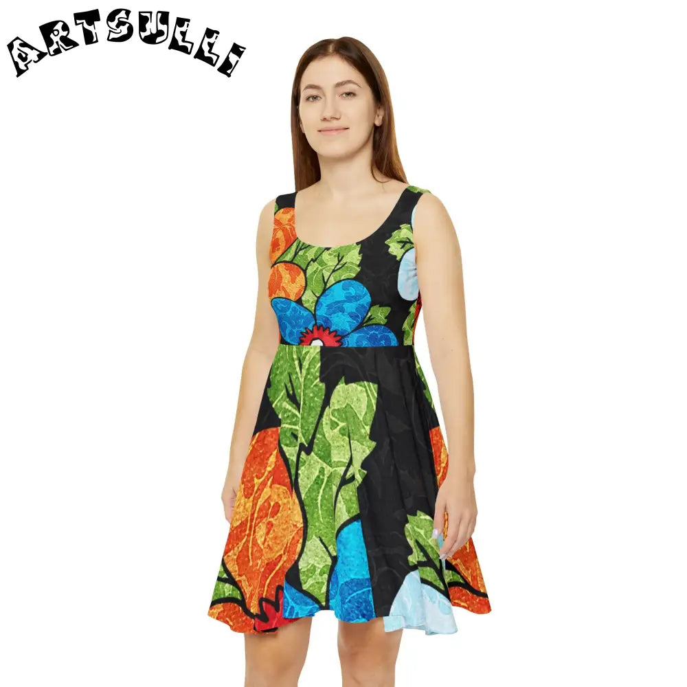 JAKKOUTTHEBXX Black Floral Custom Skater Dress 2025