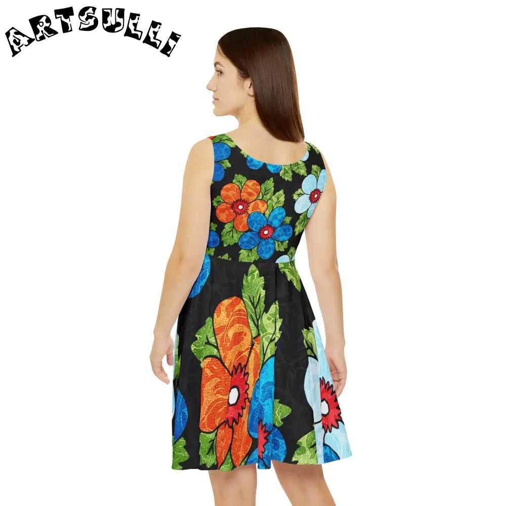 JAKKOUTTHEBXX Black Floral Custom Skater Dress 2025