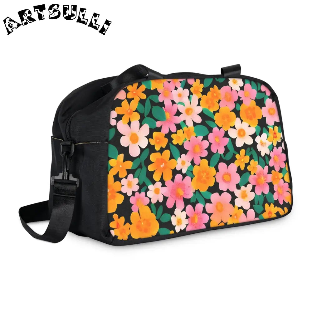 Black Floral Fitness Handbag, Artsulli - Art is Long, Life is Short, Bags, , , , , , , 