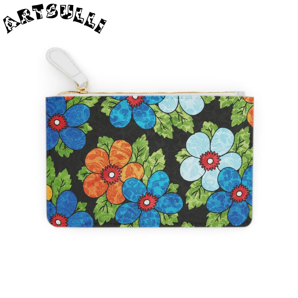 Black Floral Mini Personalized Clutch, Artsulli - Art is Long, Life is Short, Bags, , , , , , , 