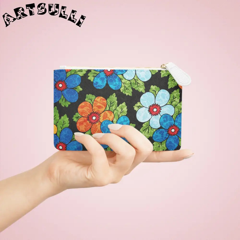Black Floral Mini Personalized Clutch, Artsulli - Art is Long, Life is Short, Bags, , , , , , , 