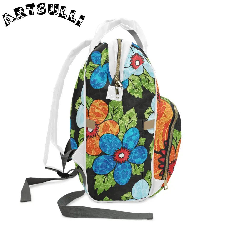 JAKKOUTTHEBXX Black Floral Multi-Purpose Diaper Backpack 2025