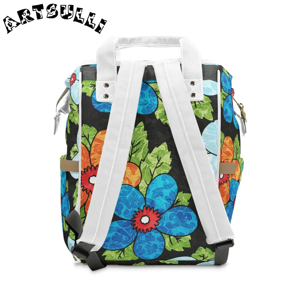JAKKOUTTHEBXX Black Floral Multi-Purpose Diaper Backpack 2025