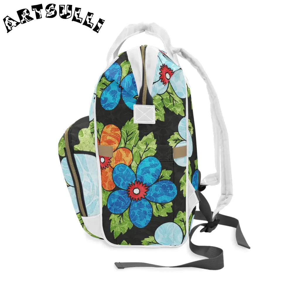 JAKKOUTTHEBXX Black Floral Multi-Purpose Diaper Backpack 2025
