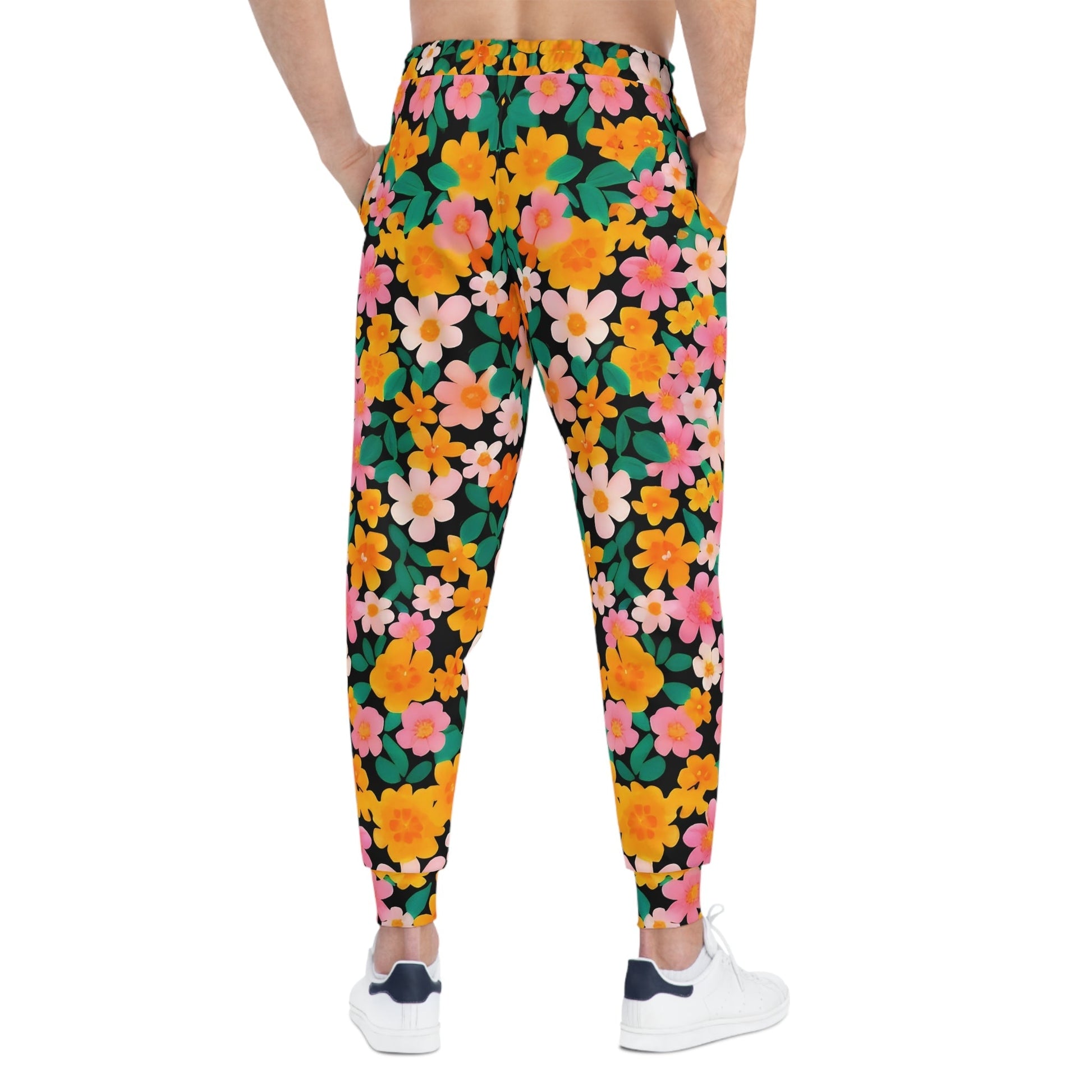 Black Floral Print Joggers, Artsulli - Art is Long, Life is Short, All Over Prints, , , , , , , 
