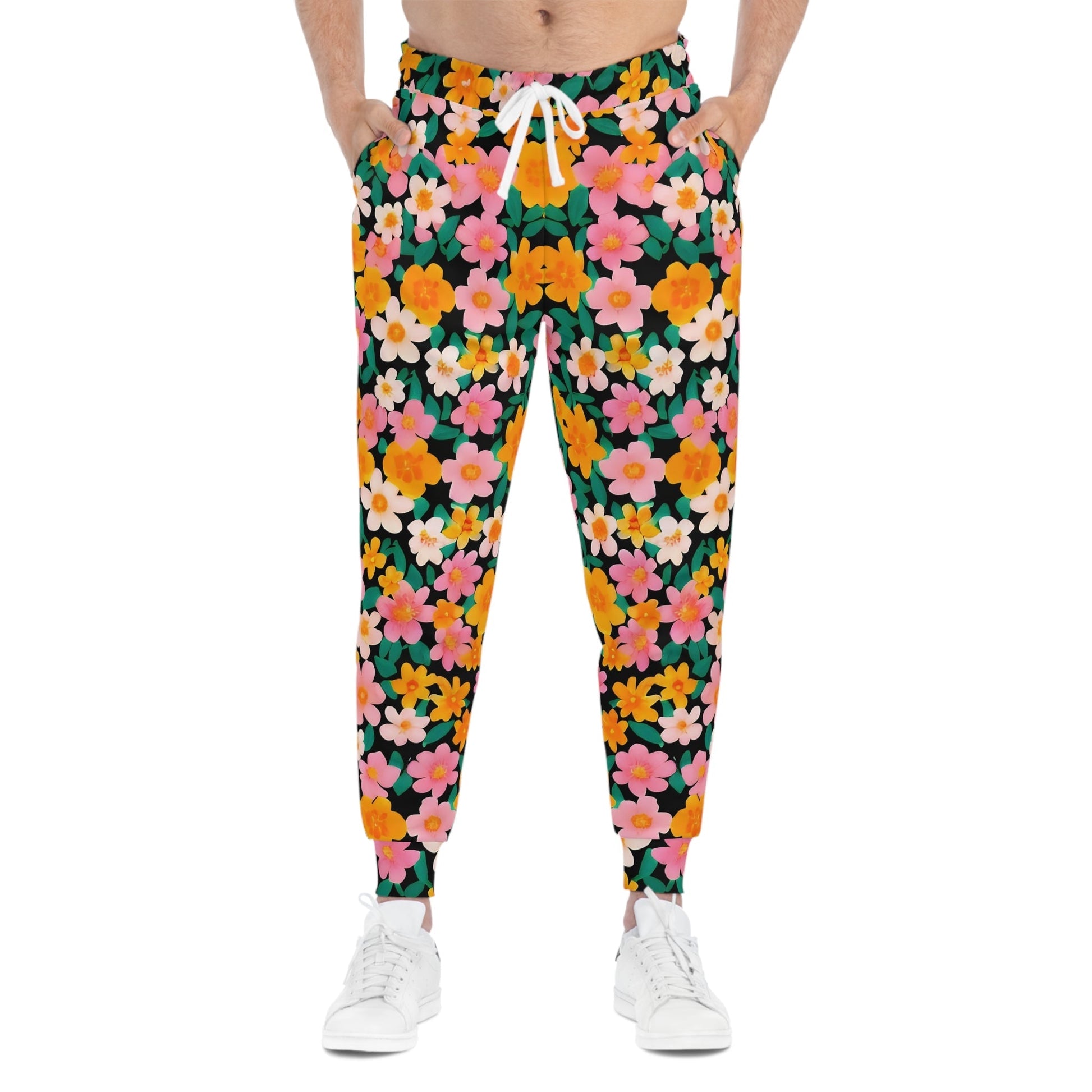 Black Floral Print Joggers, Artsulli - Art is Long, Life is Short, All Over Prints, , , , , , , 