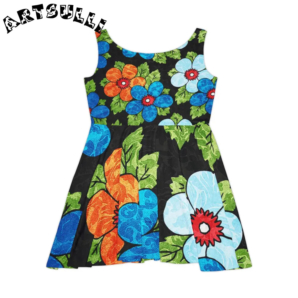 JAKKOUTTHEBXX Black Floral Sleeveless Skater Dress 2025
