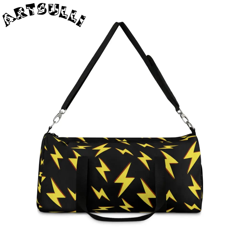 JAKKOUTTHEBXX Black Lightning Bolt Oxford Canvas Duffel Bag 2025