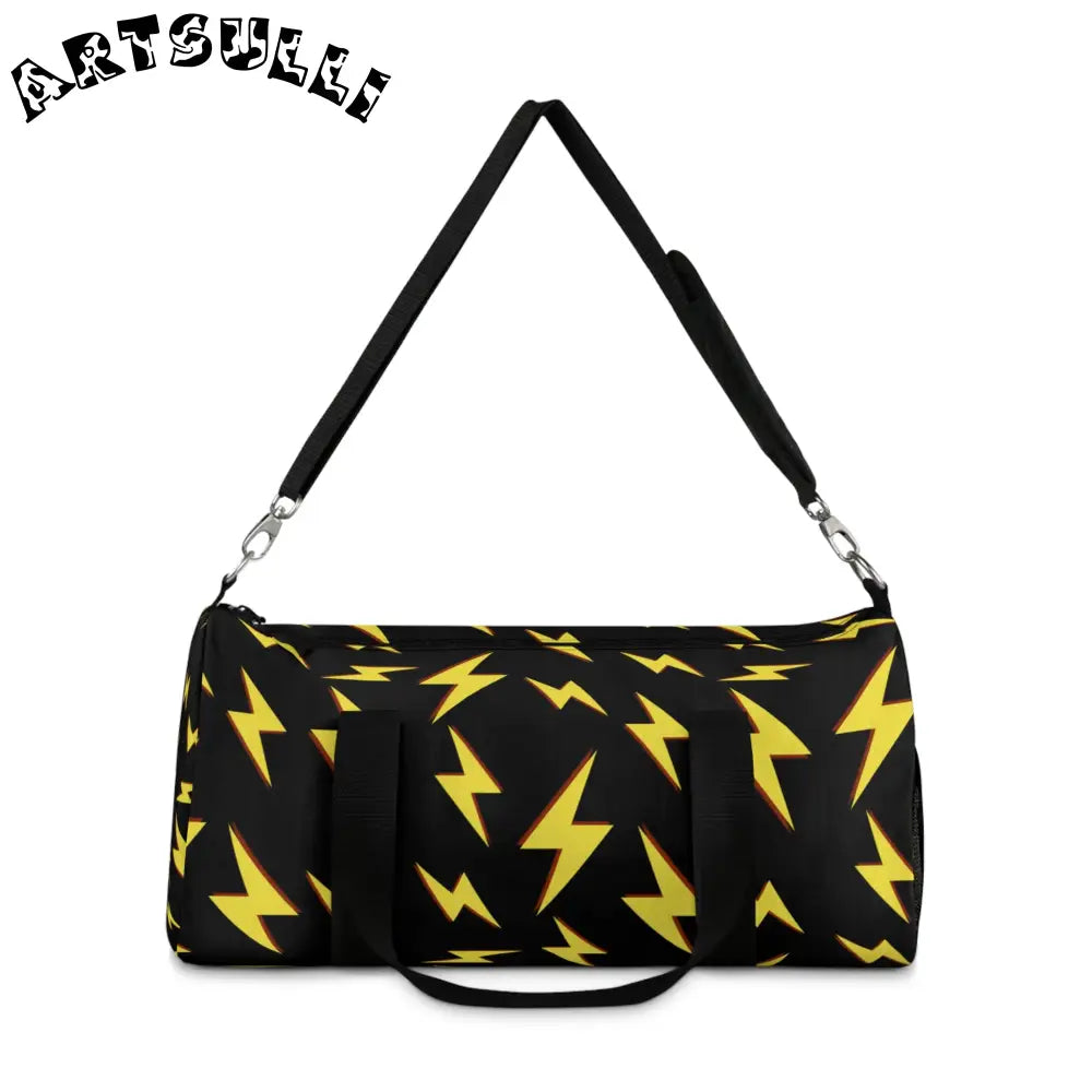 JAKKOUTTHEBXX Black Lightning Bolt Oxford Canvas Duffel Bag 2025