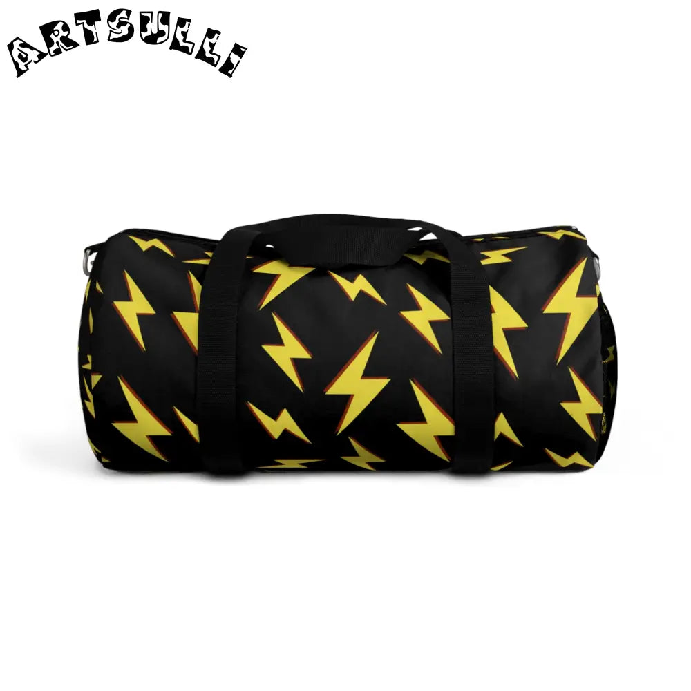 JAKKOUTTHEBXX Black Lightning Bolt Oxford Canvas Duffel Bag 2025