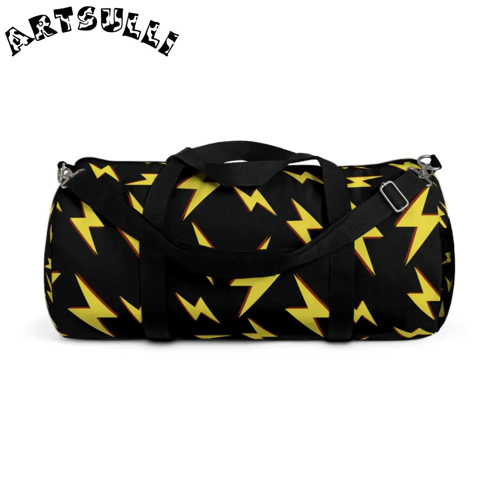 JAKKOUTTHEBXX Black Lightning Bolt Oxford Canvas Duffel Bag 2025
