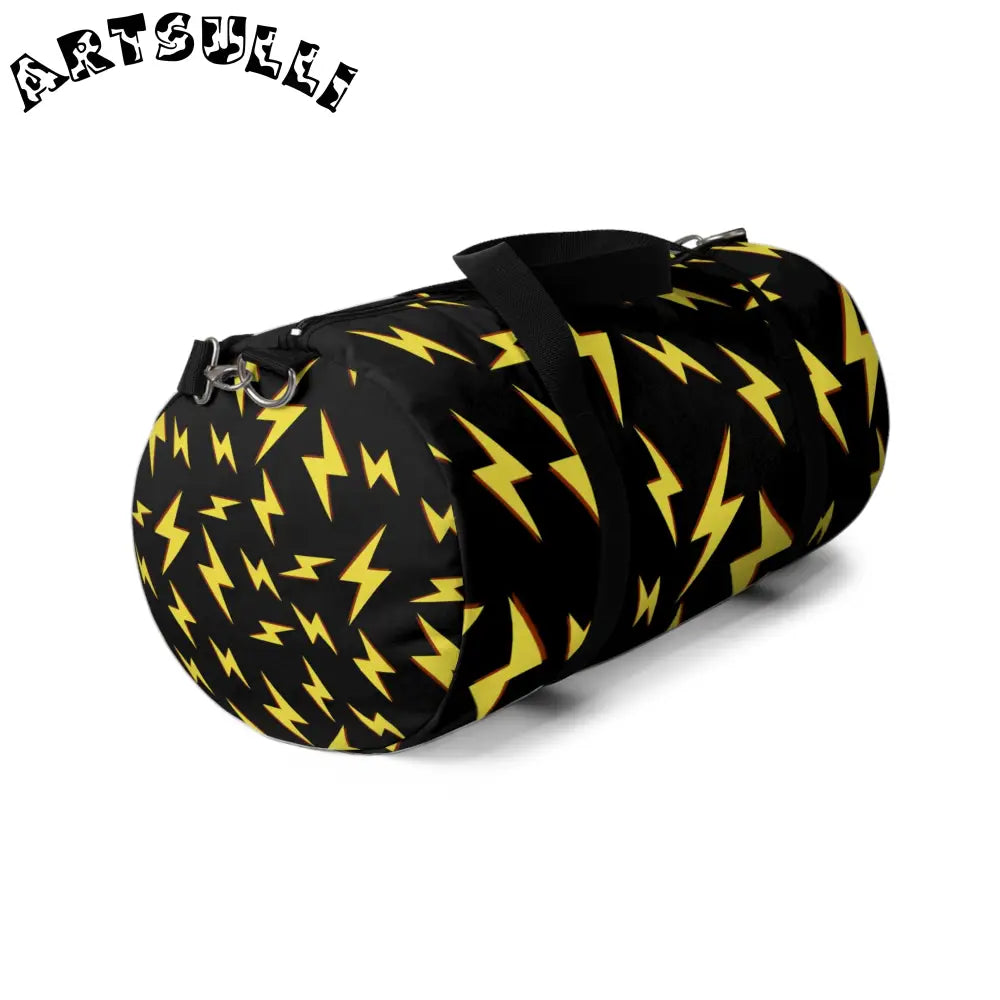 JAKKOUTTHEBXX Black Lightning Bolt Oxford Canvas Duffel Bag 2025