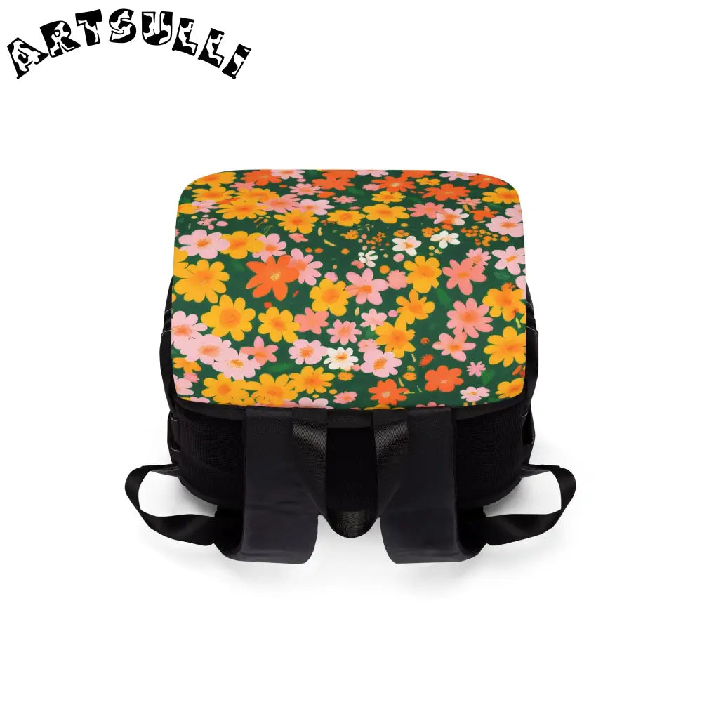 Black Oxford Backpack with Floral Flap, Artsulli - Art is Long, Life is Short, Bags, , , , , , , 