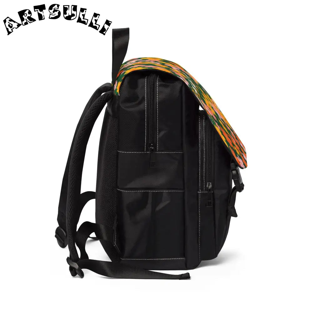 Black Oxford Backpack with Floral Flap, Artsulli - Art is Long, Life is Short, Bags, , , , , , , 