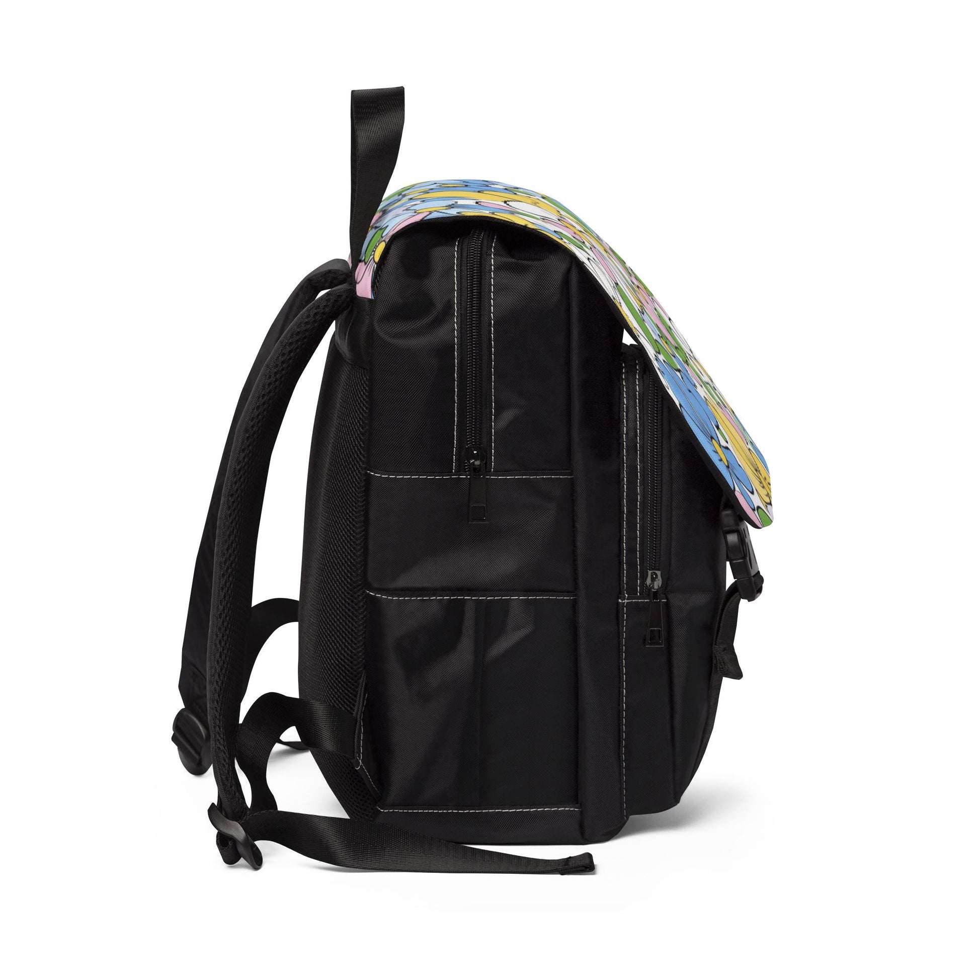 Black Oxford Backpack with Floral Flap, Artsulli - Art is Long, Life is Short, Bags, , , , , , , 