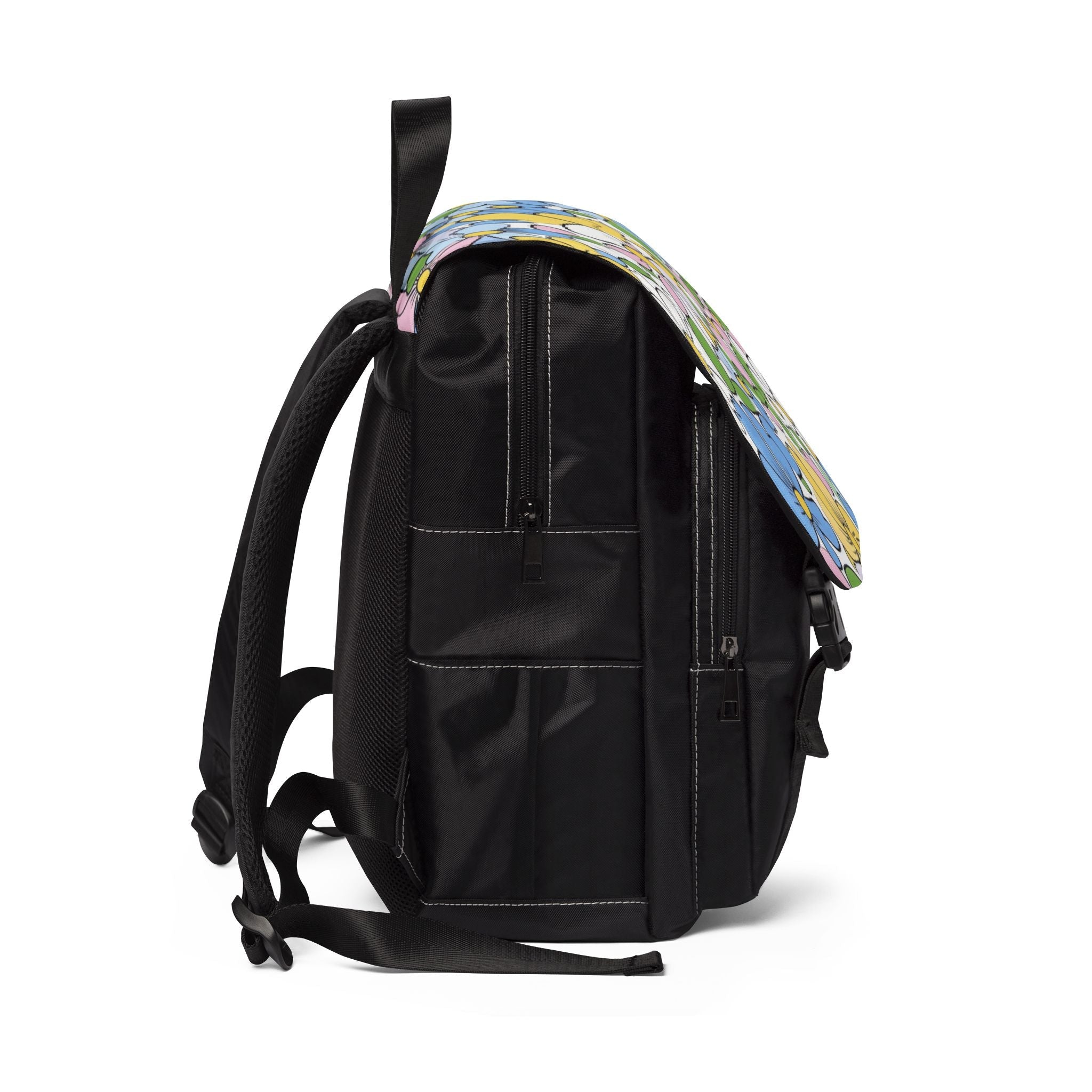 Black Oxford Backpack with Floral Flap, Artsulli - Art is Long, Life is Short, Bags, , , , , , , 