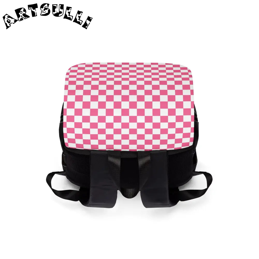 Black Oxford Canvas Backpack with Checkered Flap, Artsulli - Art is Long, Life is Short, Bags, , , , , , , 
