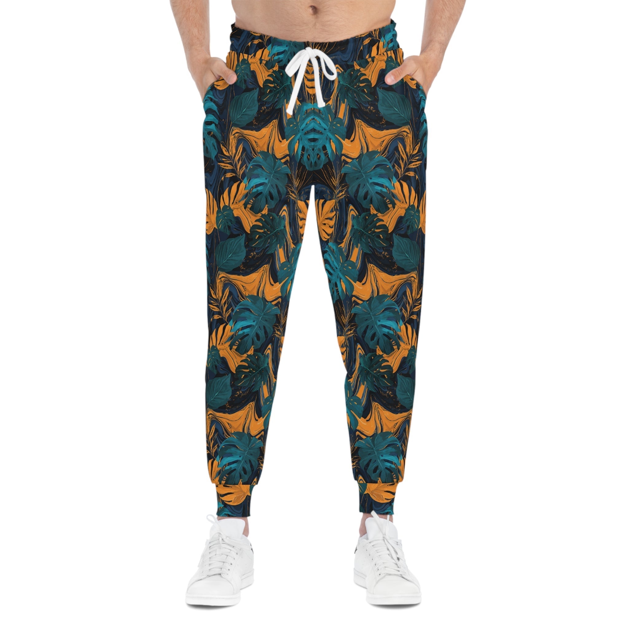 Black Tropical Leaf Joggers, Artsulli - Art is Long, Life is Short, All Over Prints, , , , , , , 