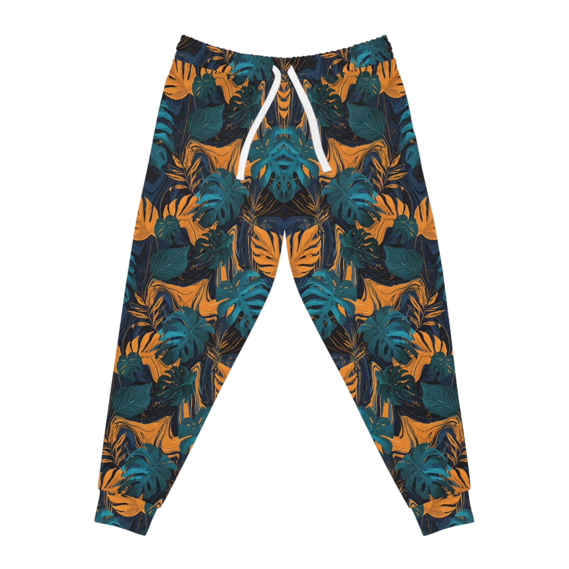 Black Tropical Leaf Joggers, Artsulli - Art is Long, Life is Short, All Over Prints, Size, S, Color, Seam thread color automatically matched to design, , , 14787901492100871578