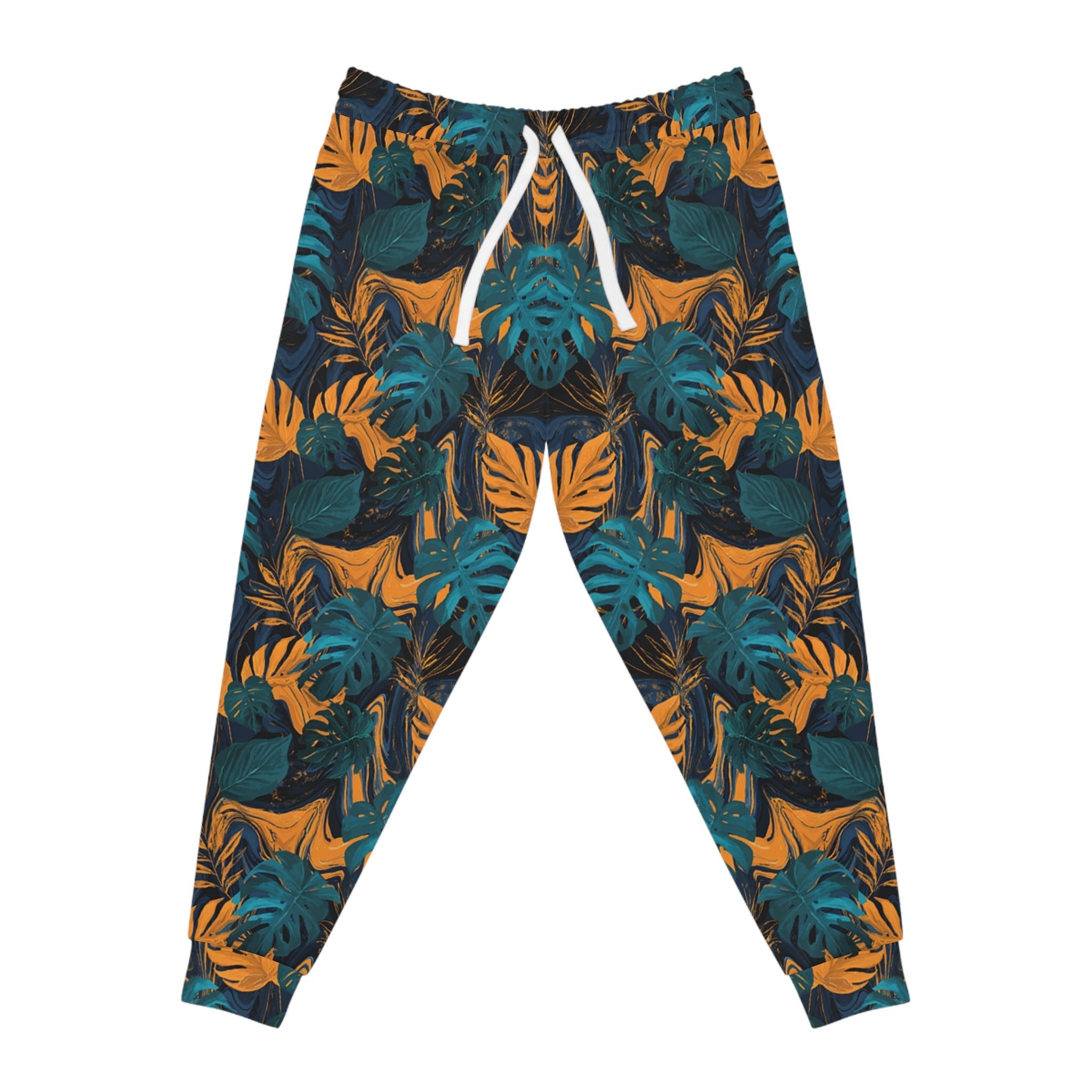 Black Tropical Leaf Joggers, Artsulli - Art is Long, Life is Short, All Over Prints, Size, S, Color, Seam thread color automatically matched to design, , , 14787901492100871578