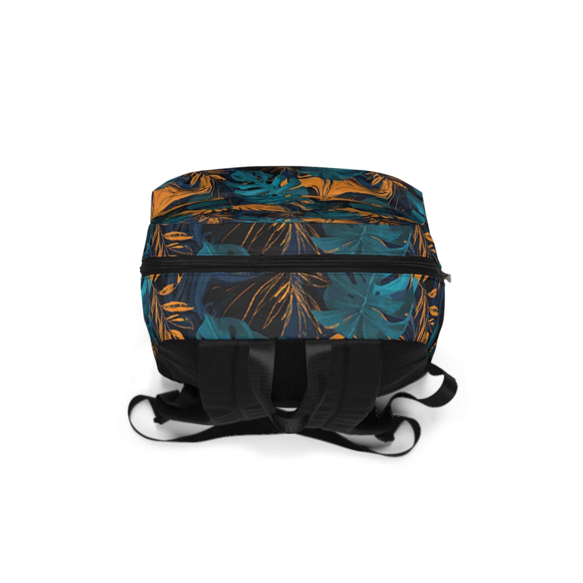 Printify Black Tropical Leaf Print Backpack 2025