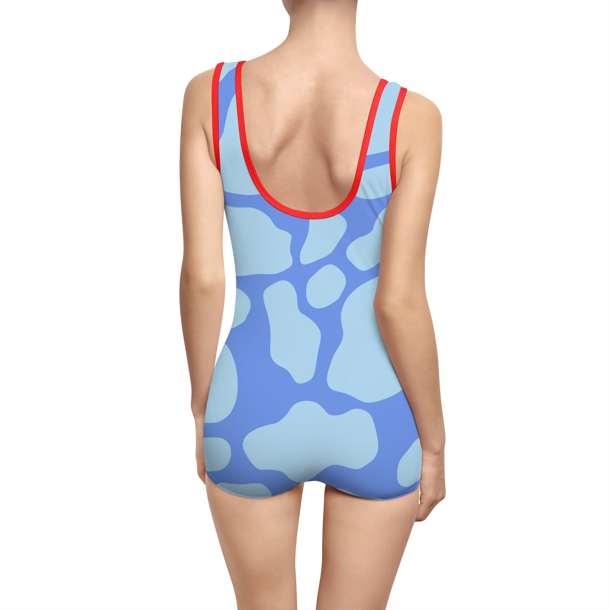 Blue Abstract One Piece Swimsuit with Shorts, Artsulli - Art is Long, Life is Short, All Over Prints, , , , , , , 