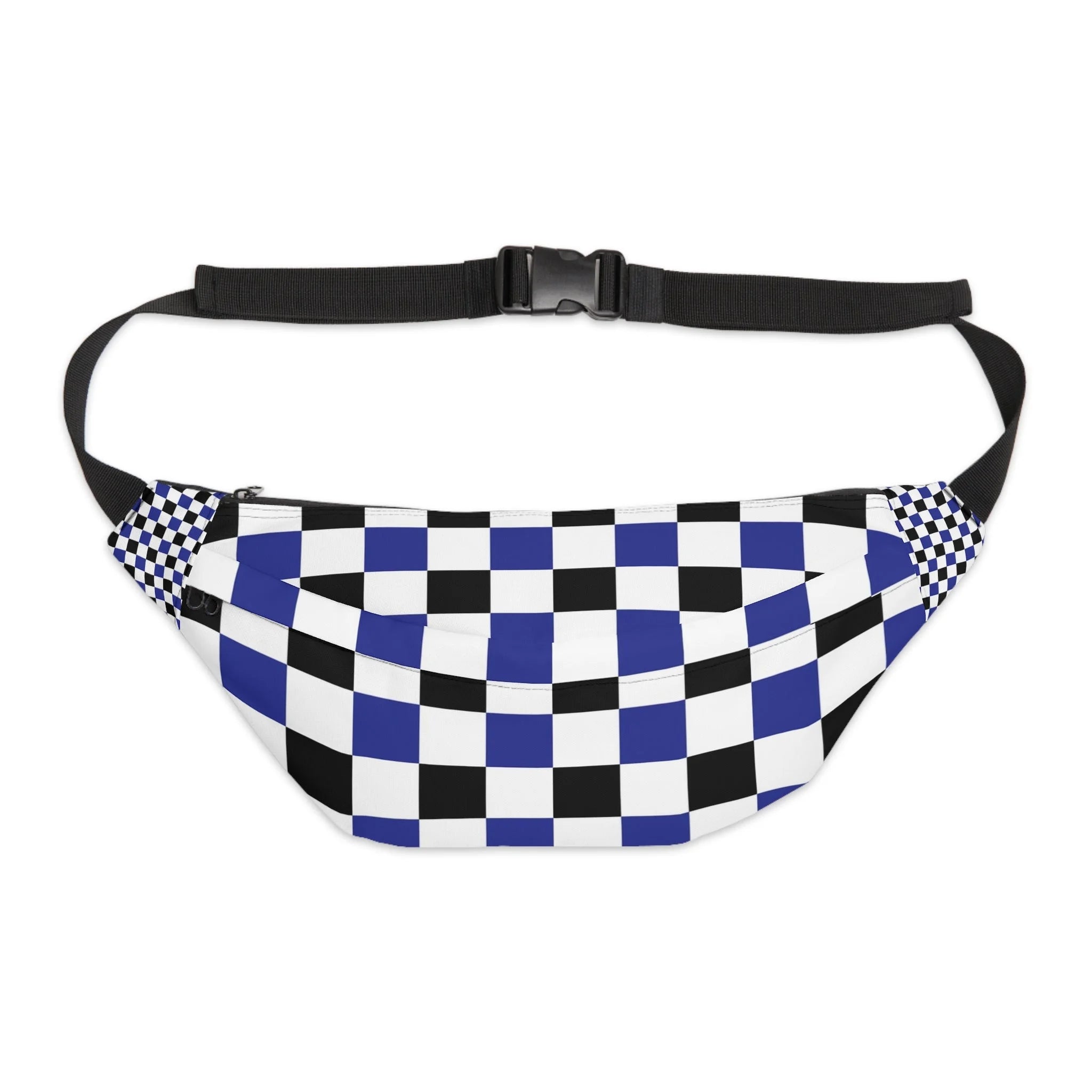 Blue and Black Checkered Print Fanny Pack, Artsulli - Art is Long, Life is Short, Bags, Size, 8" × 9" × 4'', , , , , 16950953929758430561